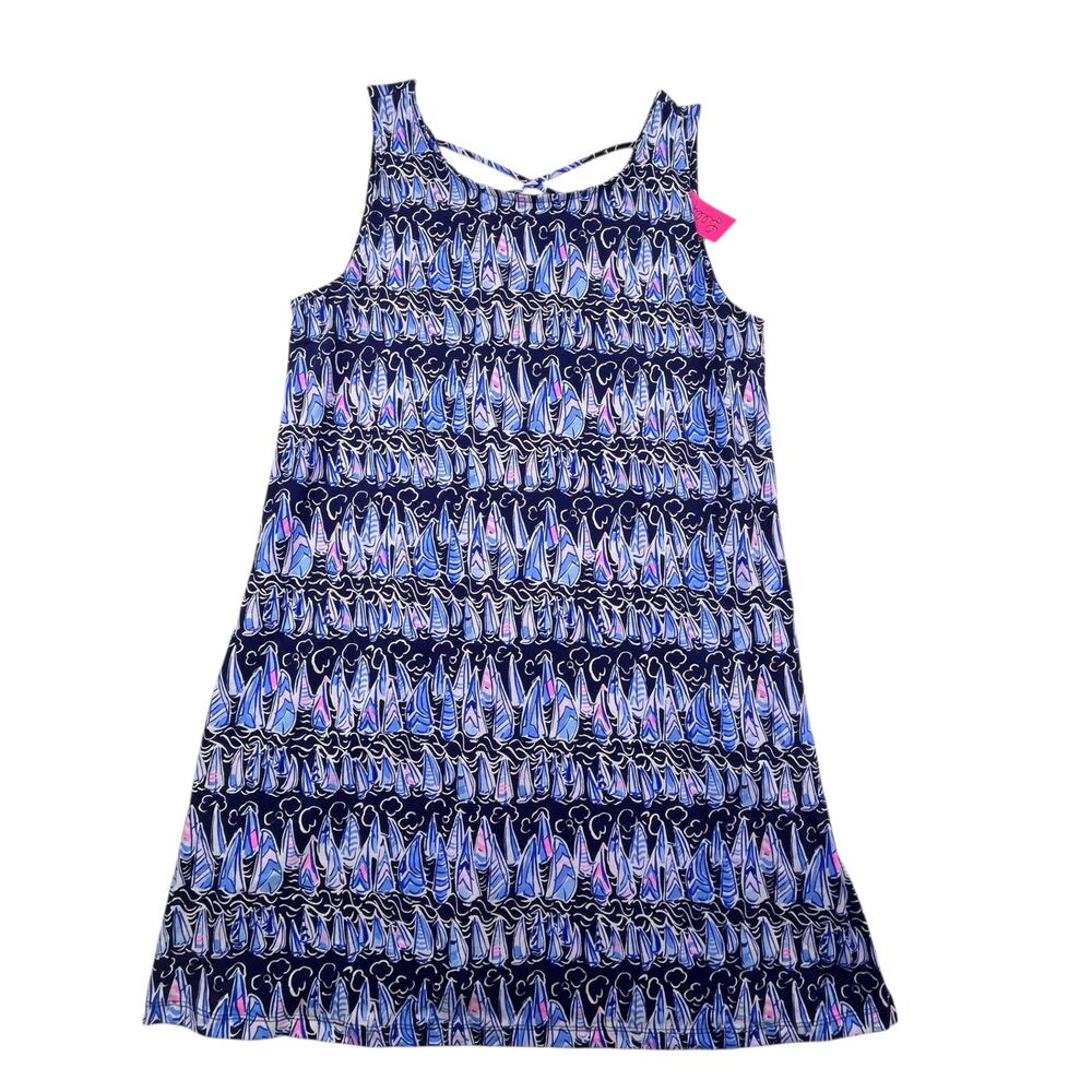 NWT Lily Pulitzer Martins mini tank dress, navy blue sail boat print, size XL